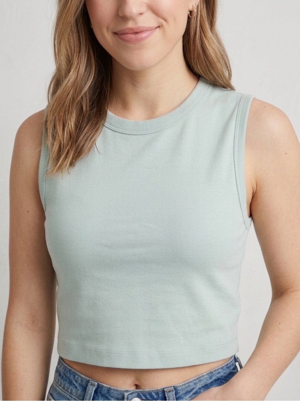 Rag & Bone Crop Tank Top XS Sage Mint Green Sleeveless Muscle Tee Viscose